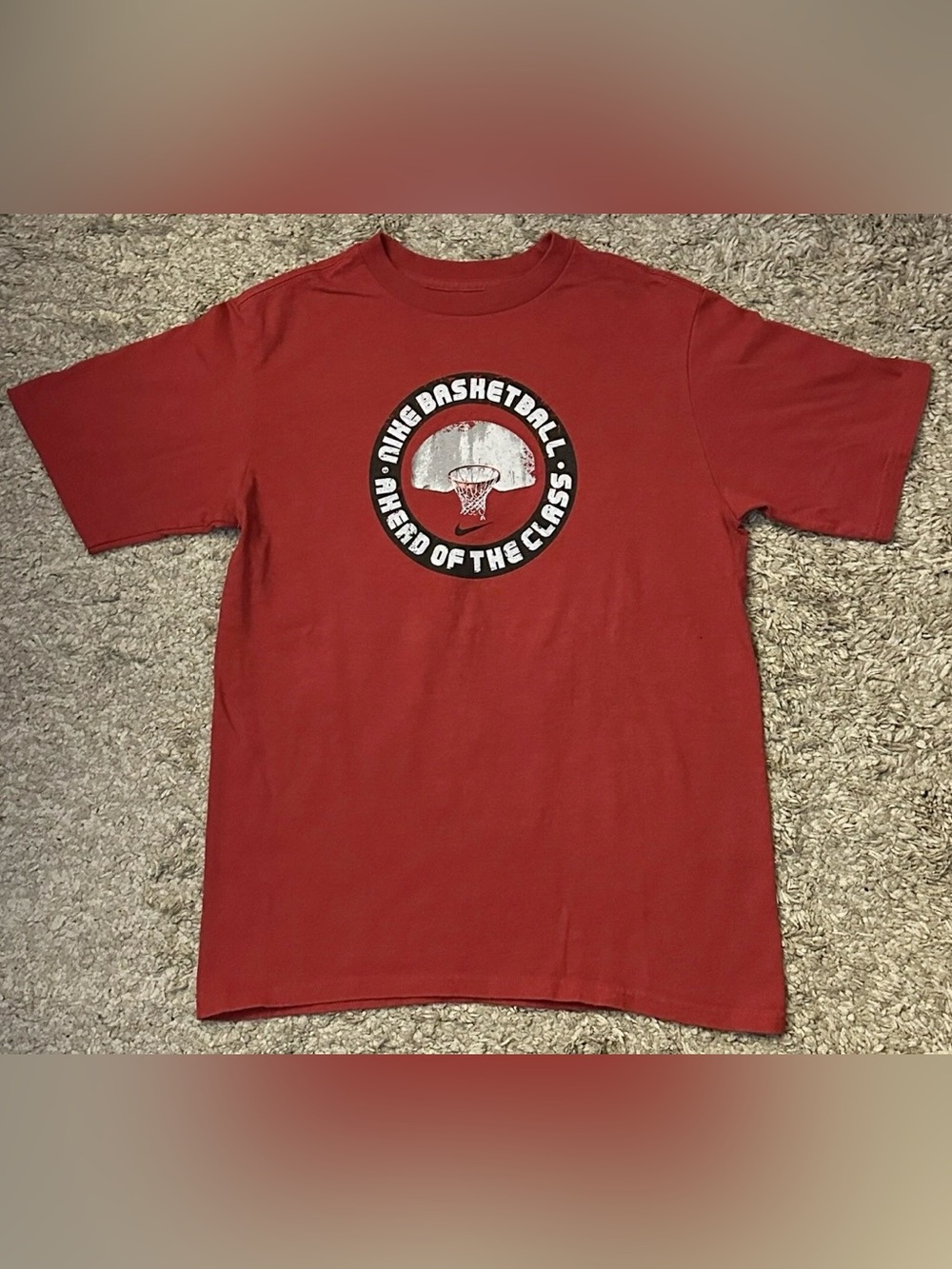 Nike Basketball Youth L (14-16) Red Crew Neck Graphic Print Short Sleeve T-Shirt